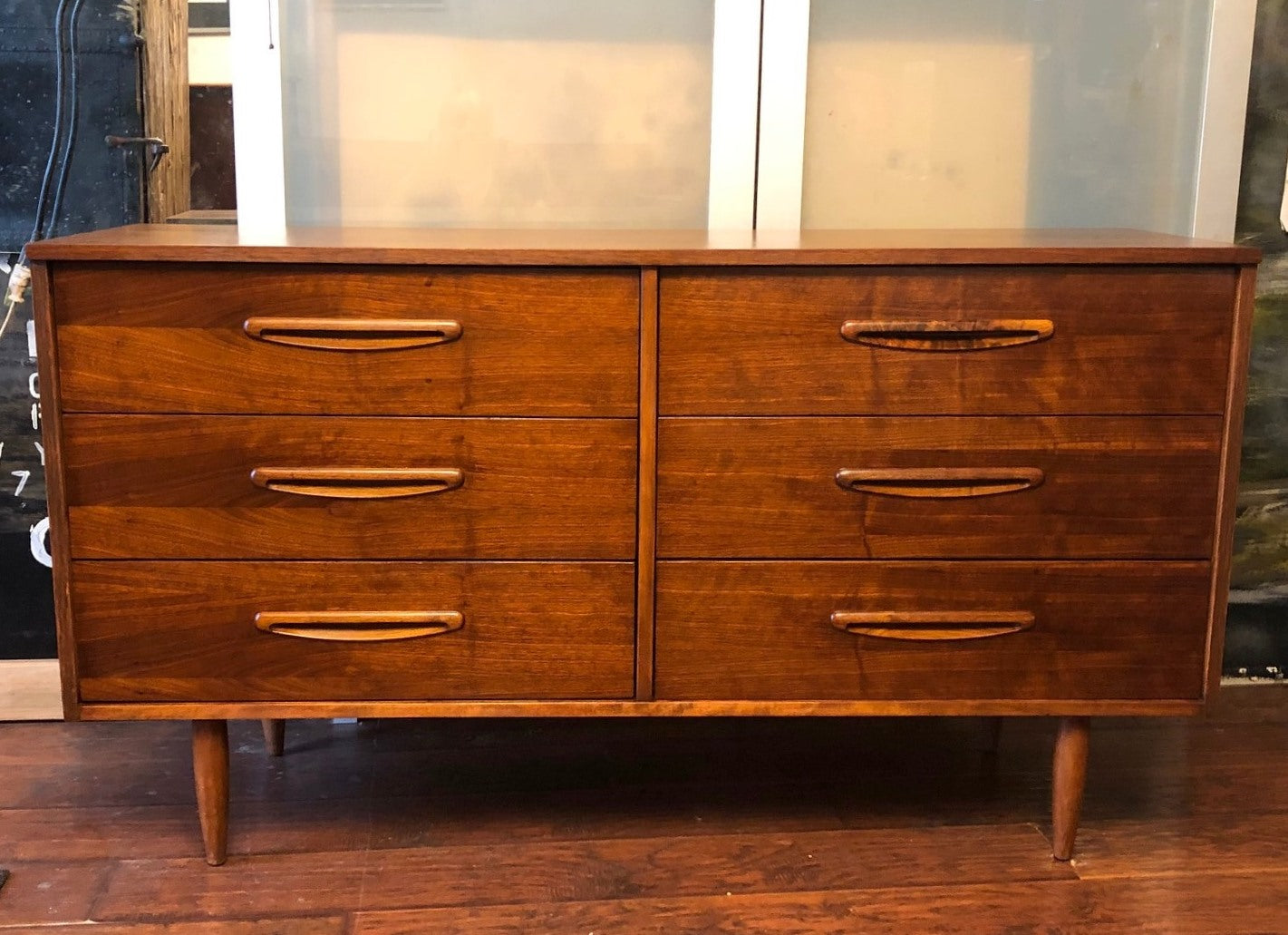 Mid Century Modern Walnut Dresser 6 Drawers REFINISHED, perfect - Mid Century Modern Toronto