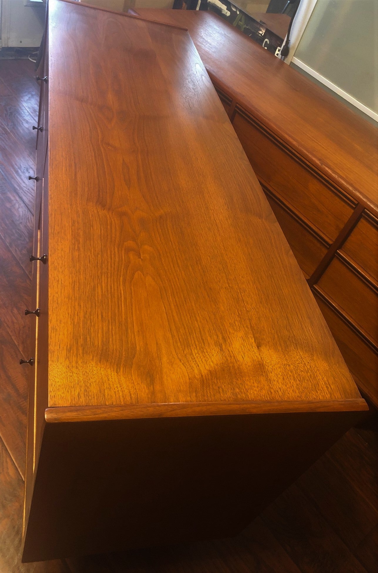 REFINISHED MCM Walnut Dresser 6 Drawers with rosewood inlay 56", perfect - Mid Century Modern Toronto