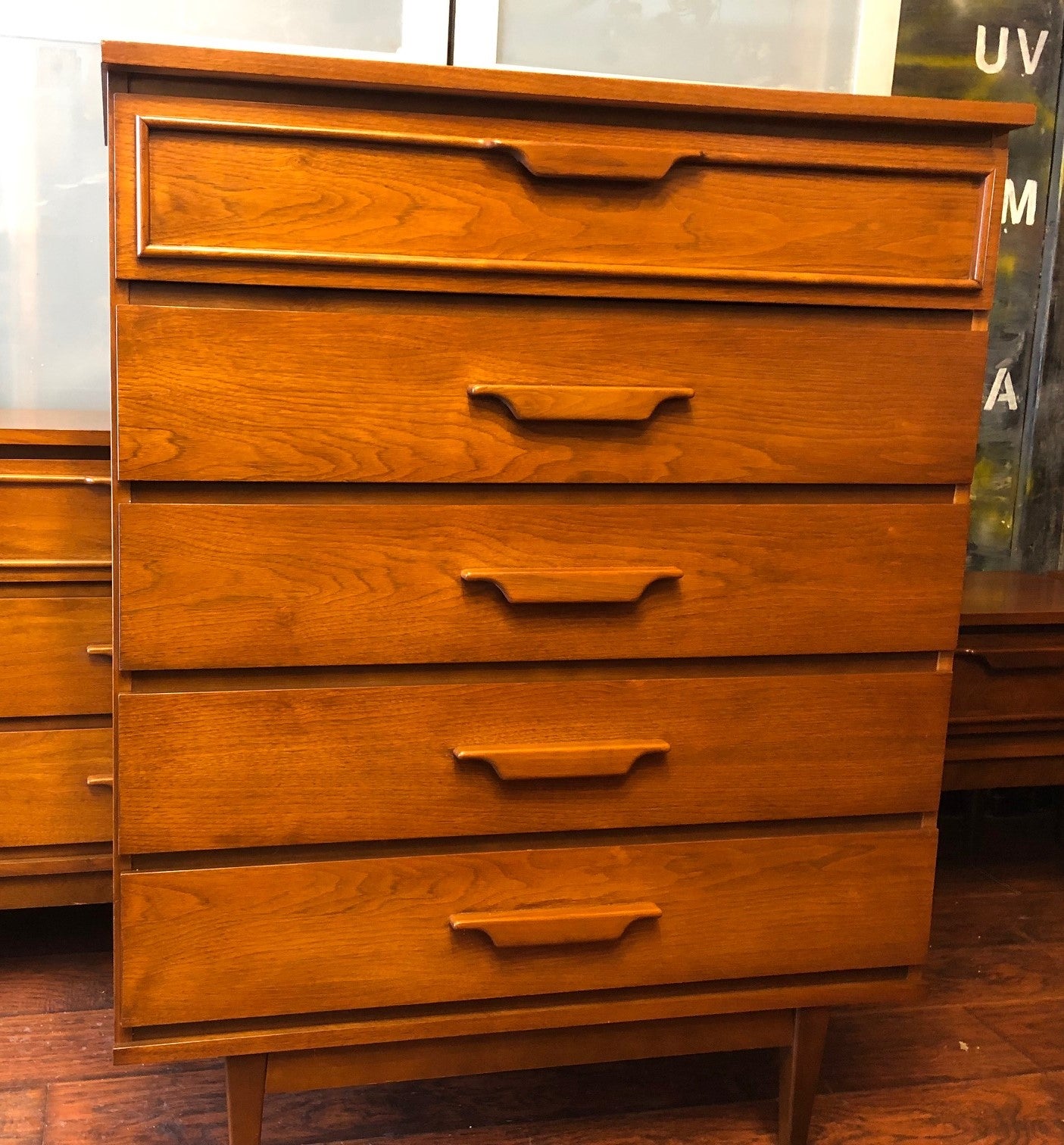 MCM Walnut Bedroom SET: Dresser 9 drawers, Tallboy 5 drawers, 2 Night Stands - Mid Century Modern Toronto