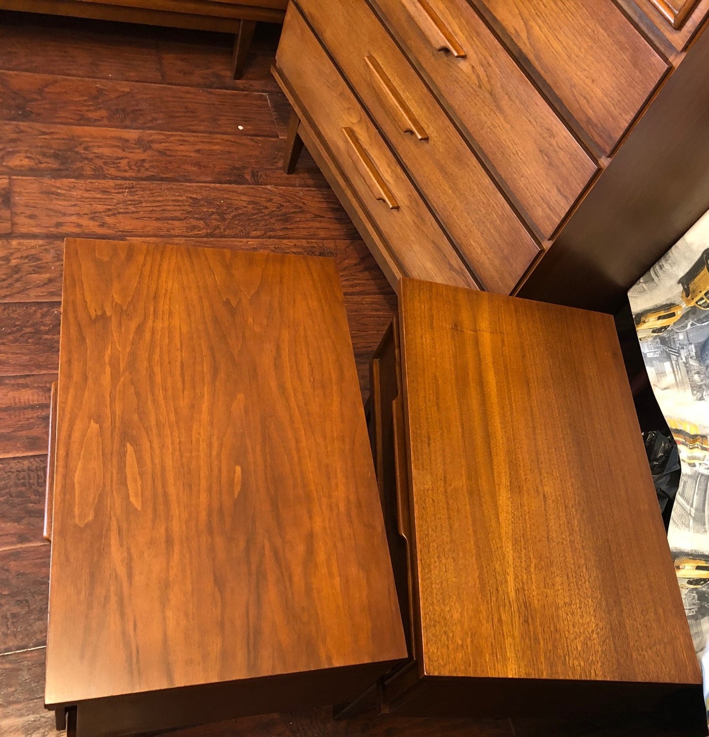 MCM Walnut Bedroom SET: Dresser 9 drawers, Tallboy 5 drawers, 2 Night Stands - Mid Century Modern Toronto