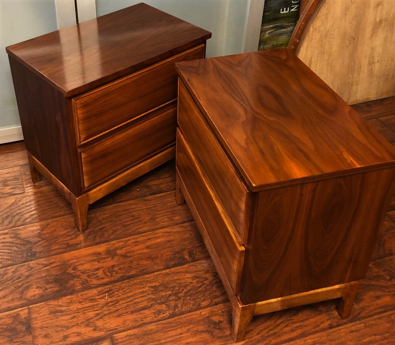 REFINISHED MCM Walnut Night Stands (2), perfect - Mid Century Modern Toronto