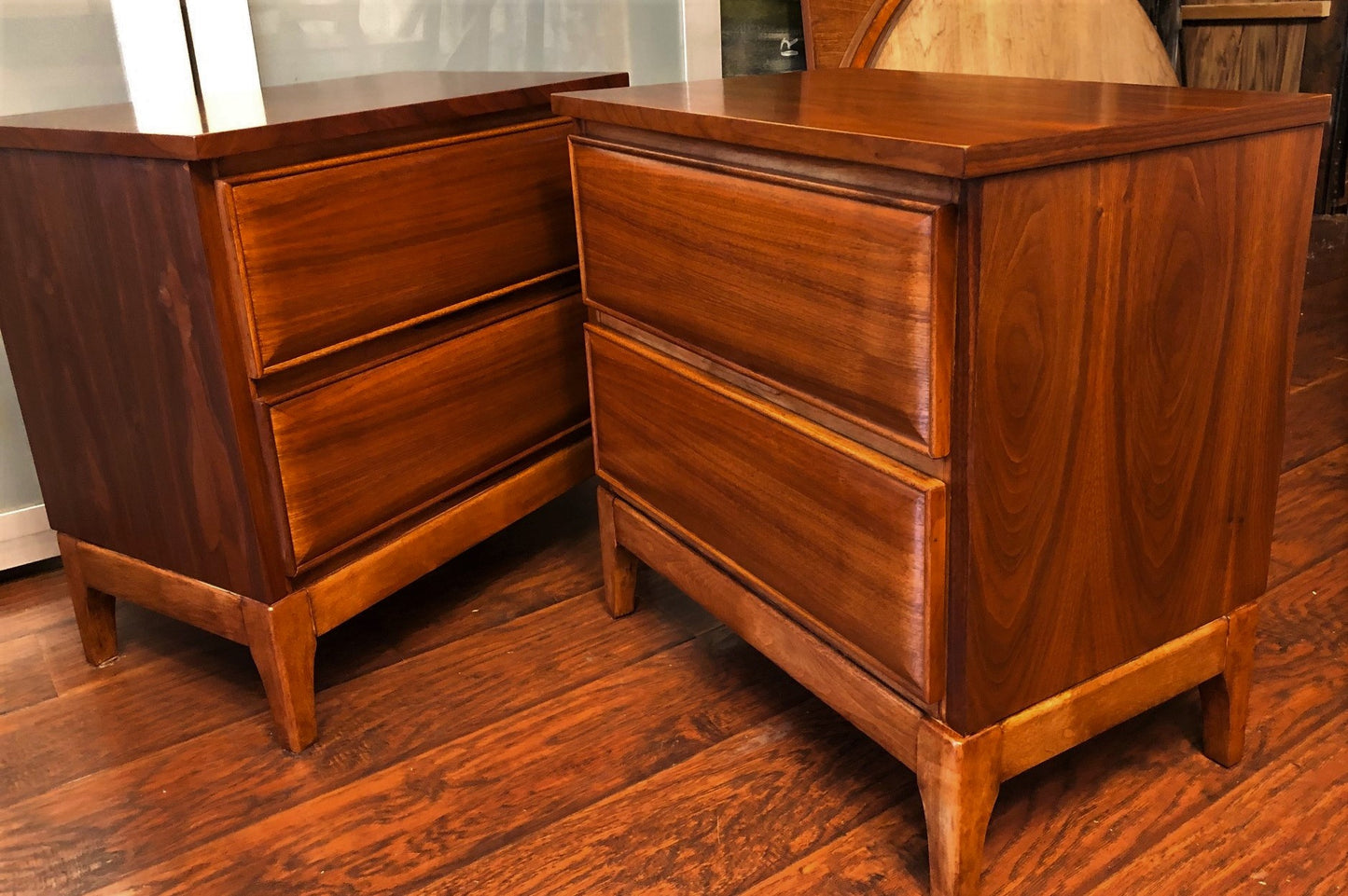 REFINISHED MCM Walnut Night Stands (2), perfect - Mid Century Modern Toronto