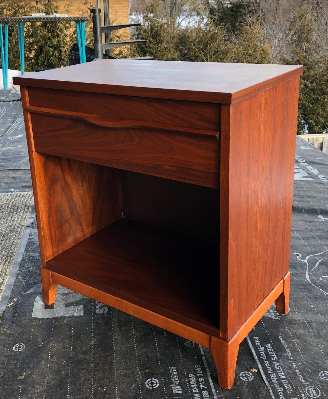 REFINISHED Mid Century Modern Walnut Nightstand, PERFECT, only one available - Mid Century Modern Toronto