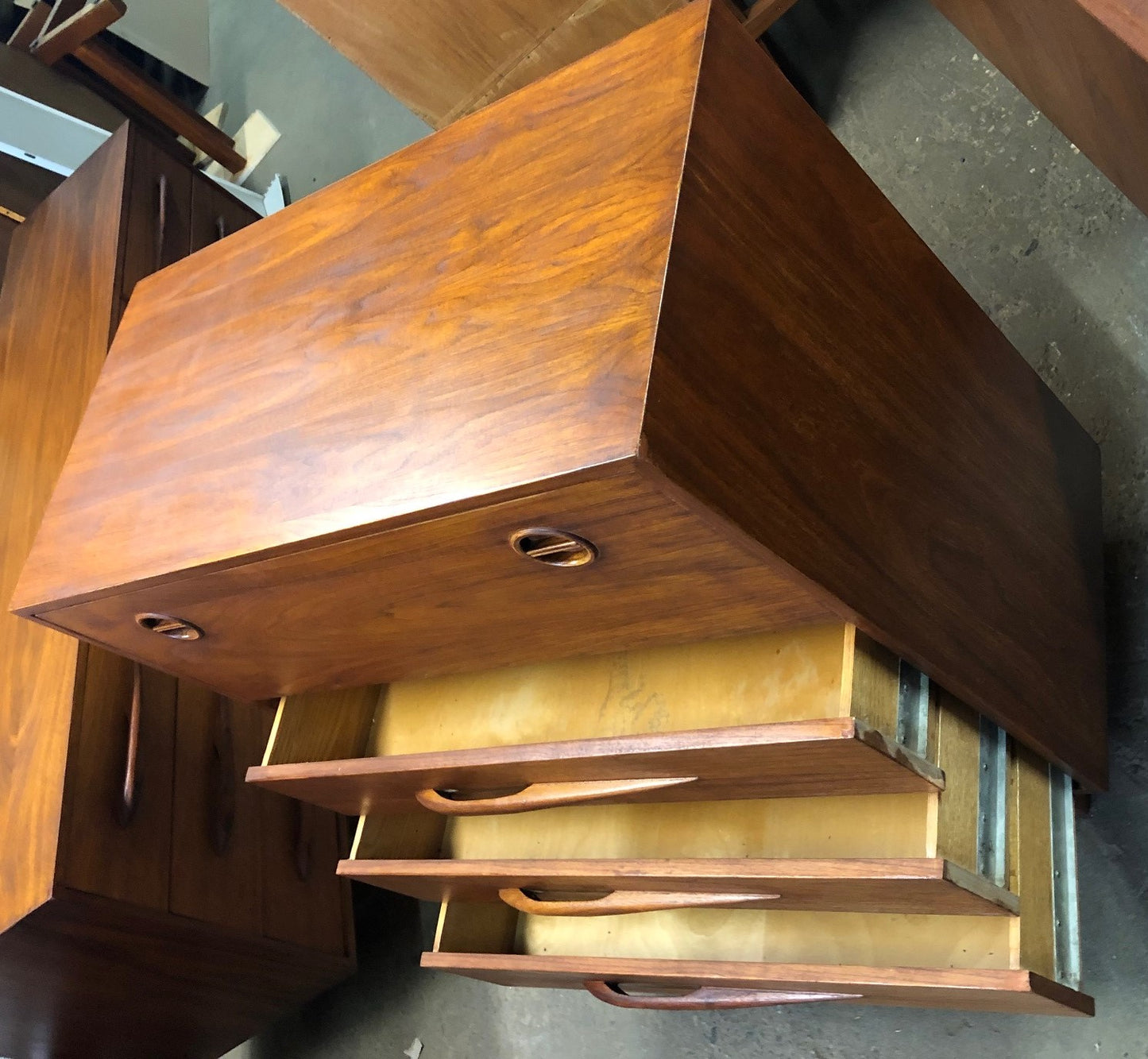 REFINISHED MCM Walnut Tallboy OR Secretary desk with drop down door 36” PERFECT - Mid Century Modern Toronto