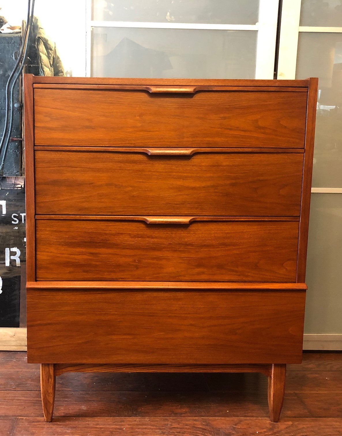 REFINISHED MCM Walnut Highboy Dresser 4 Drawers PERFECT - Mid Century Modern Toronto