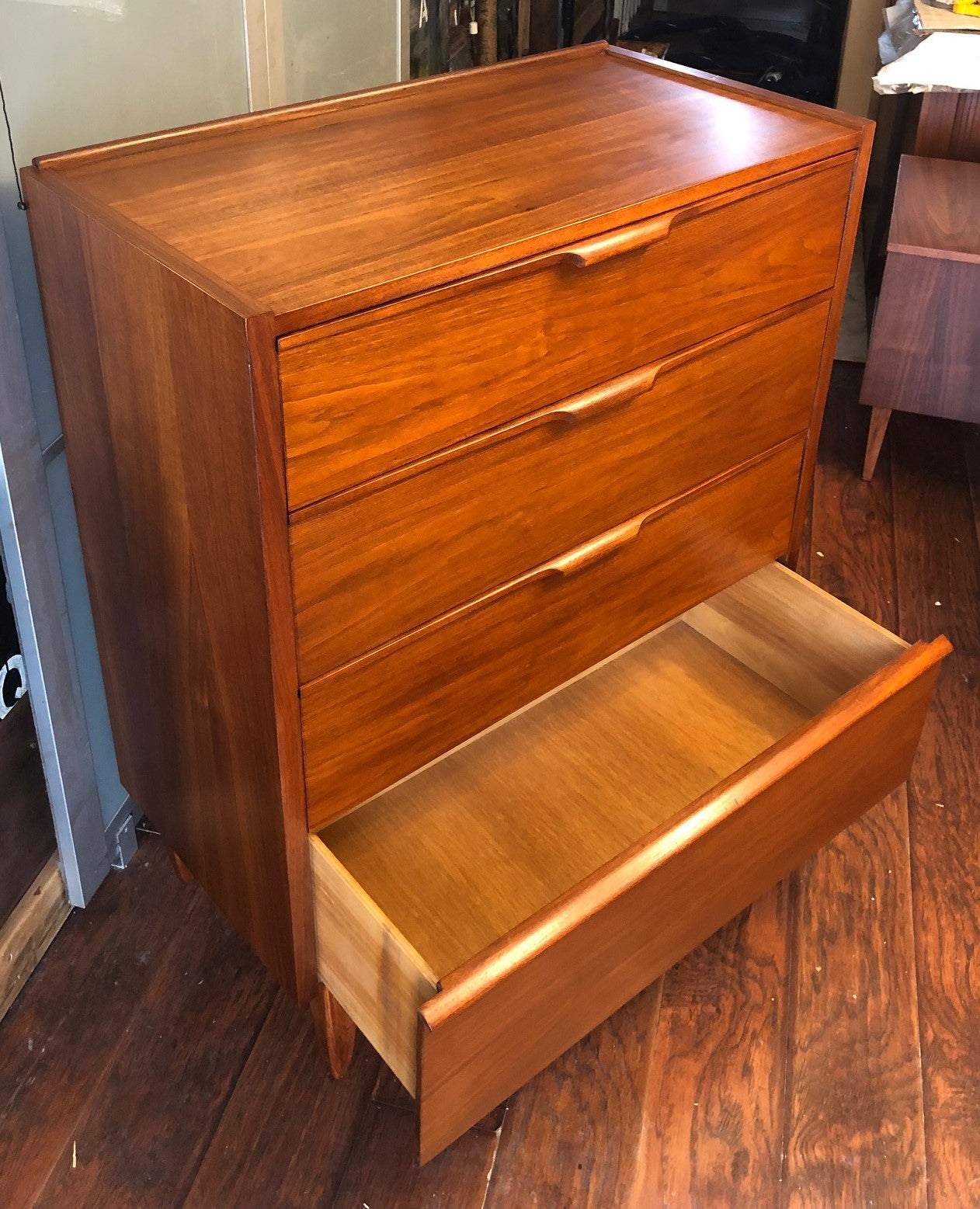 REFINISHED MCM Walnut Highboy Dresser 4 Drawers PERFECT - Mid Century Modern Toronto