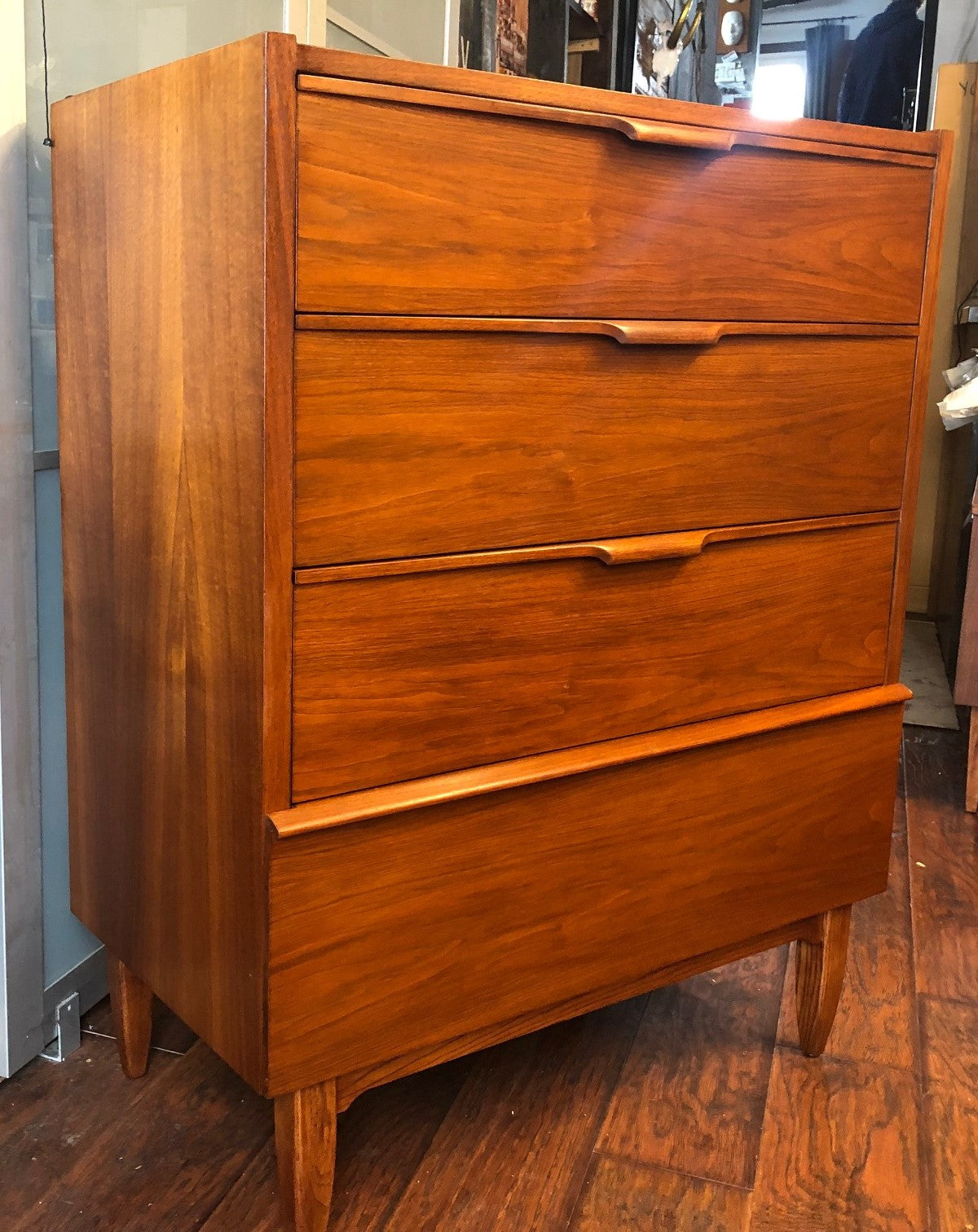 REFINISHED MCM Walnut Highboy Dresser 4 Drawers PERFECT - Mid Century Modern Toronto