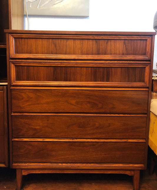 REFINISHED MCM Walnut Sculptural Walnut Tallboy 38", PERFECT - Mid Century Modern Toronto