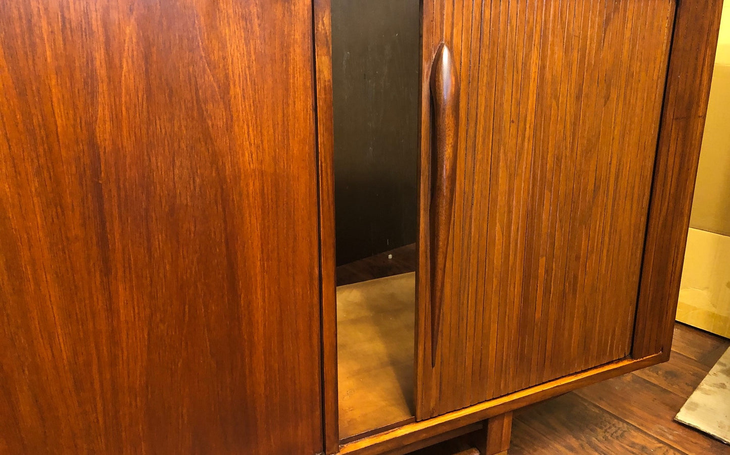 REFINISHED MCM Walnut Credenza with Tambour doors, 8 ft, perfect - Mid Century Modern Toronto