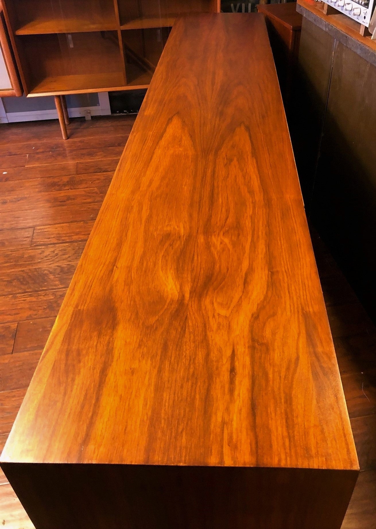 REFINISHED MCM Walnut Credenza with Tambour doors, 8 ft, perfect - Mid Century Modern Toronto