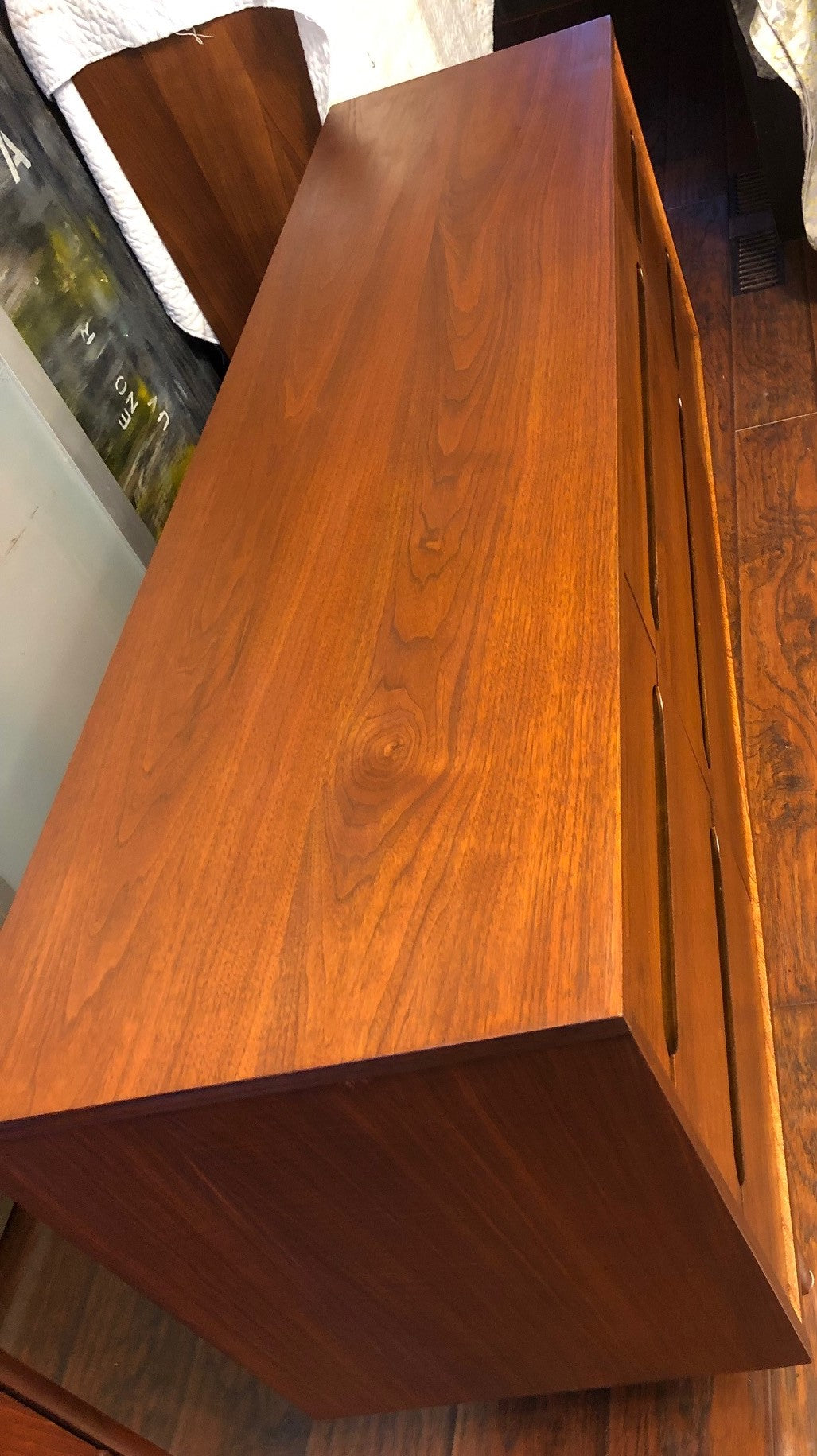 REFINISHED MCM walnut dresser 9 drawers custom crafted 66", PERFECT - Mid Century Modern Toronto