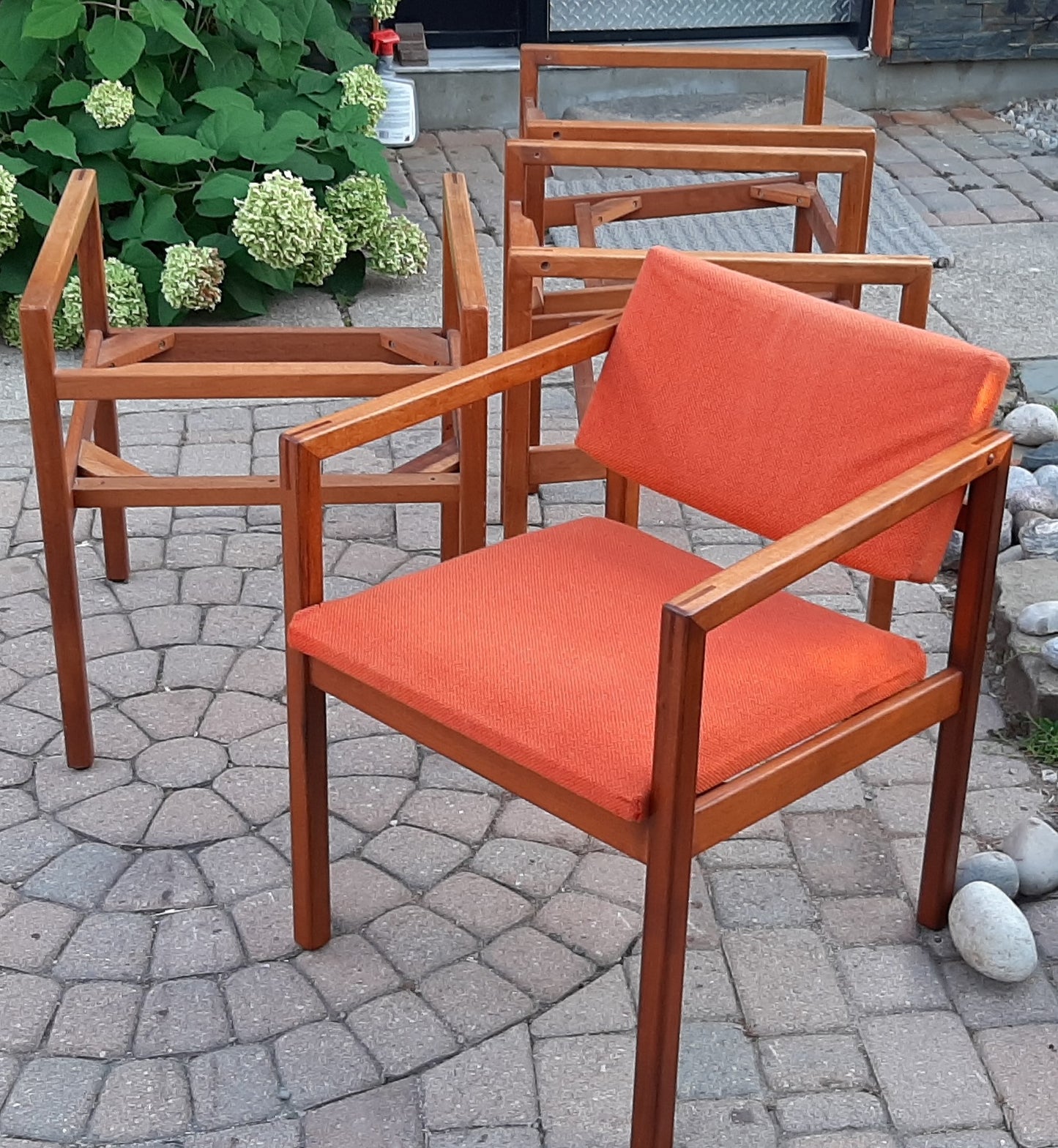 Set of 2 REFINISHED REUPHOLSTERED MCM Teak Armchairs by Brunswick Mfg for Eatons PERFECT - Mid Century Modern Toronto