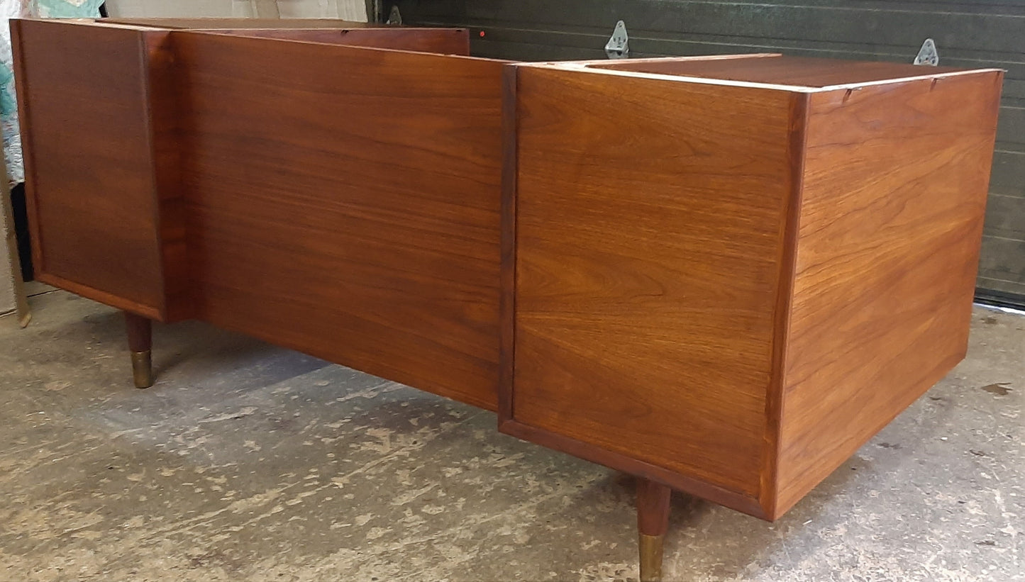 REFINISHED Large MCM Walnut Office Suite PERFECT (Desk Free-Standing & Office Console 98"/101") - Mid Century Modern Toronto