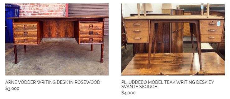 Mid Century Modern Rosewood executive desk with finished back, optional glass top - super SALE - Mid Century Modern Toronto