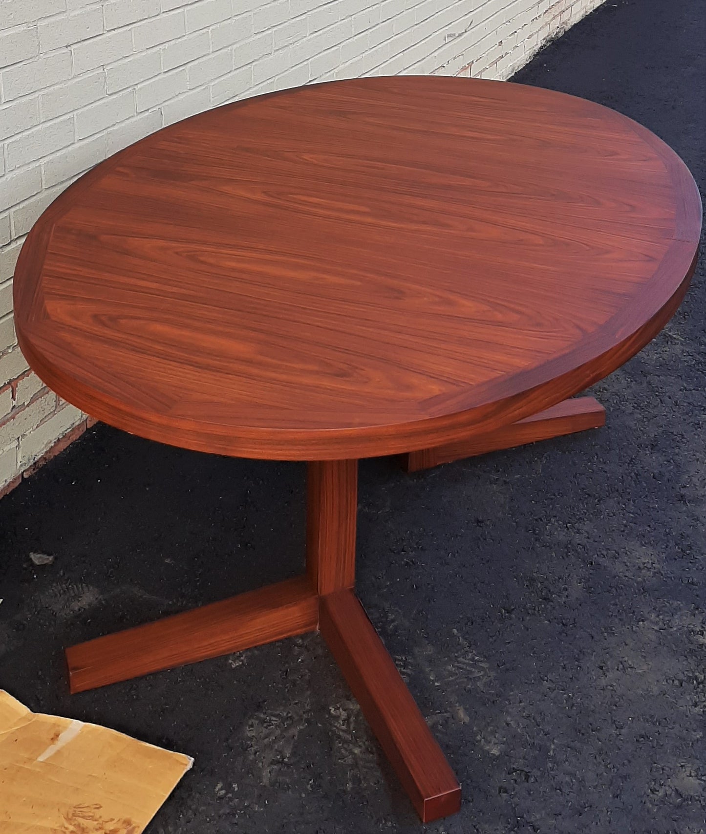 REFINISHED MCM Rosewood Table Oval w 2 Leaves 64"-104", pedestal legs, PERFECT - Mid Century Modern Toronto
