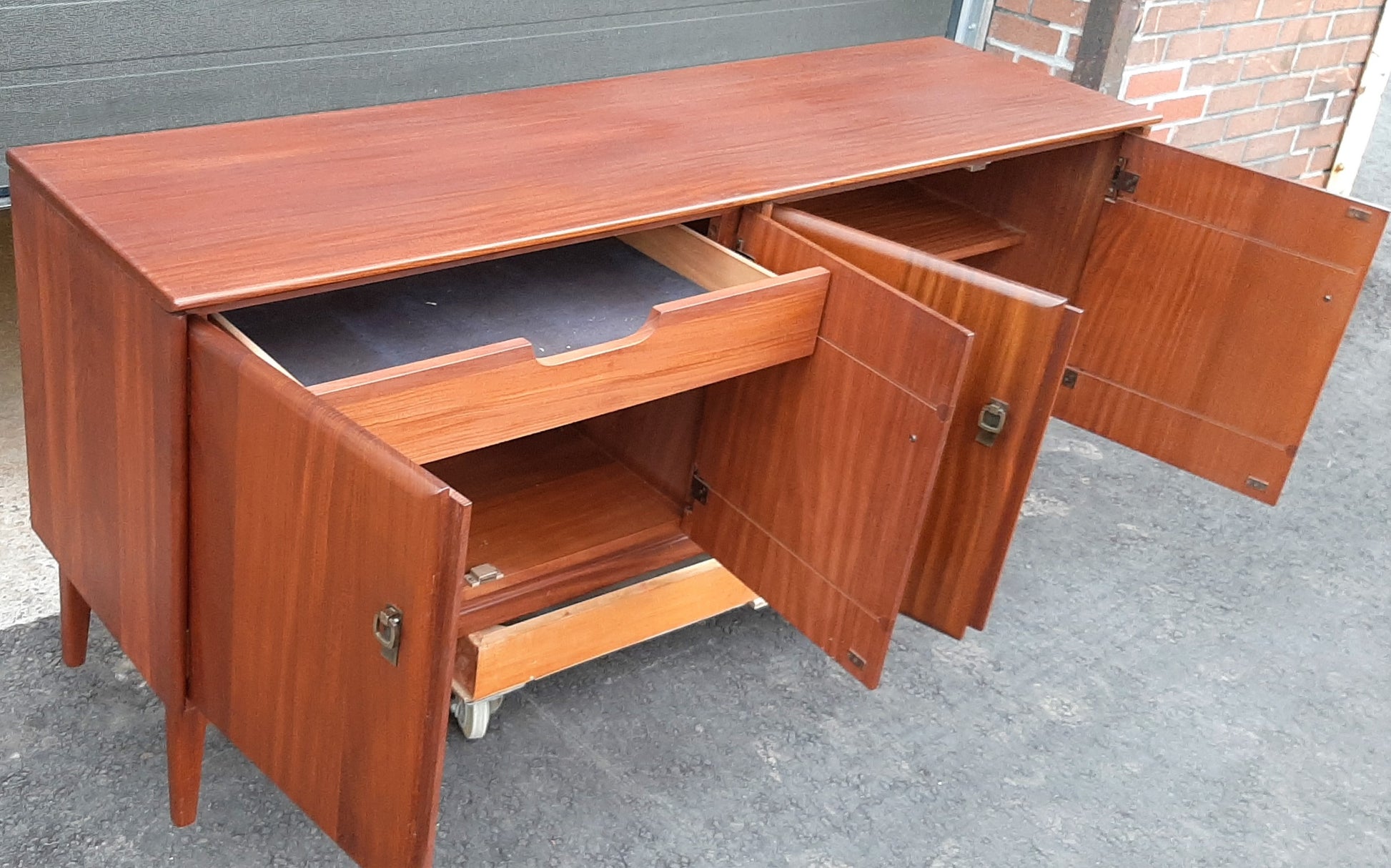 REFINISHED MCM  SOLID TEAK Sideboard TV Media Console by Imperial 66" , PERFECT - Mid Century Modern Toronto