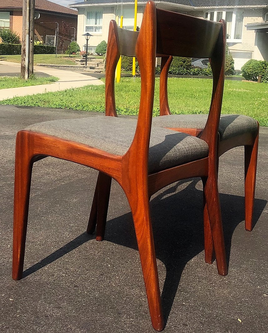 6 MCM Teak Chairs RESTORED, REUPHOLSTERED in grey, PERFECT, each $275 - Mid Century Modern Toronto