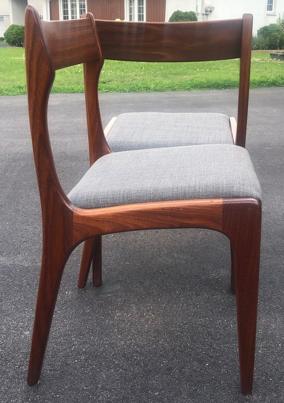 6 MCM Teak Chairs RESTORED, REUPHOLSTERED in grey, PERFECT, each $275 - Mid Century Modern Toronto