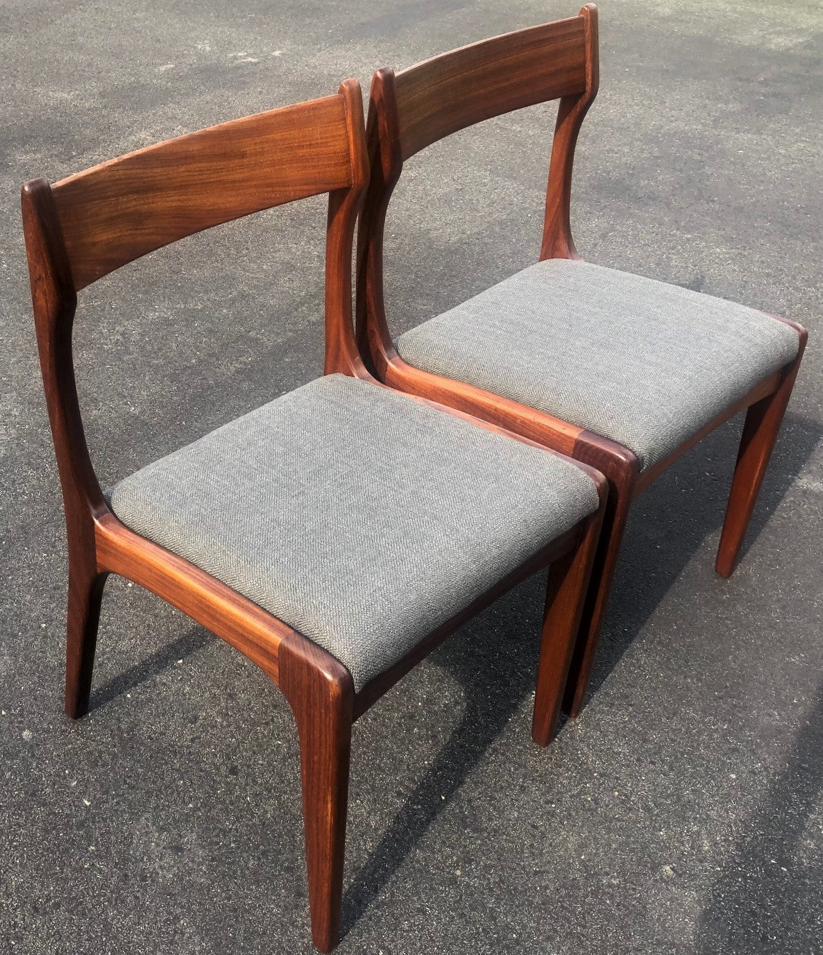 6 MCM Teak Chairs RESTORED, REUPHOLSTERED in grey, PERFECT, each $275 - Mid Century Modern Toronto