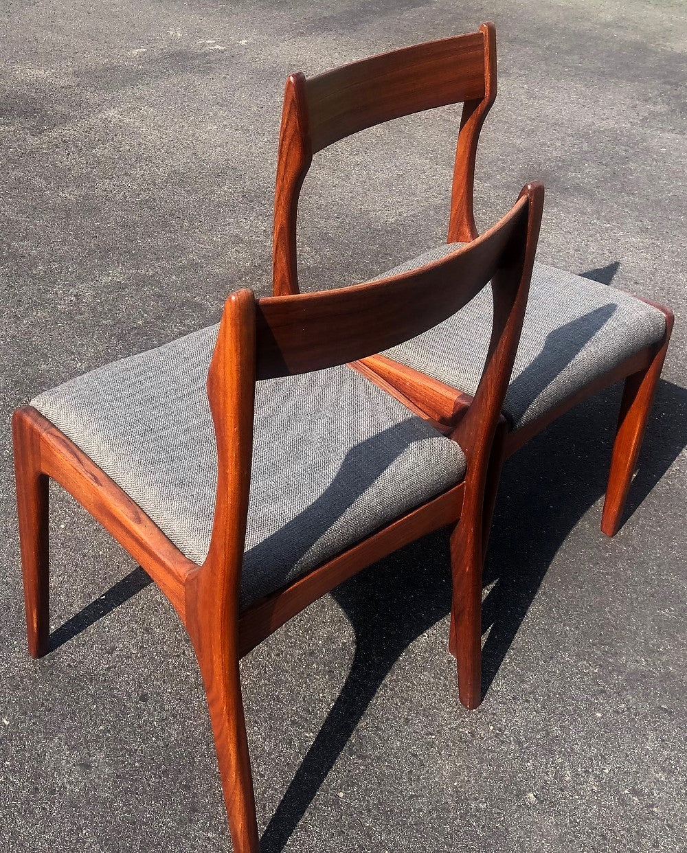 6 MCM Teak Chairs RESTORED, REUPHOLSTERED in grey, PERFECT, each $275 - Mid Century Modern Toronto