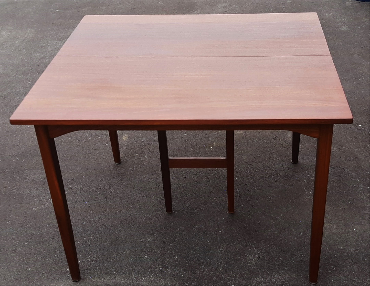 REFINISHED MCM Solid Teak Dining Table w 3 leaves 36"-96", seats 4-10/12 PERFECT, treated for durability - Mid Century Modern Toronto