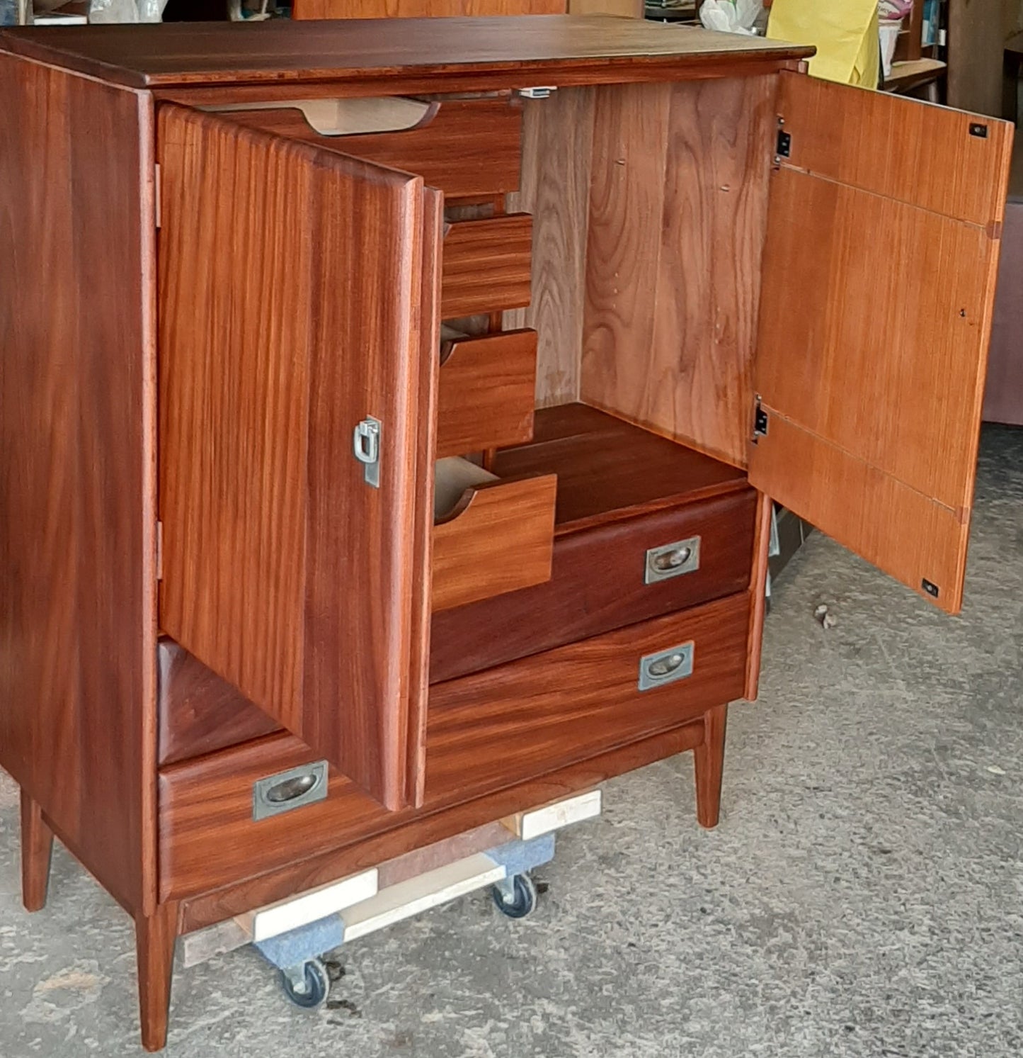 REFINISHED MCM SOLID TEAK Compact Wardrobe and 9 Drawers Dresser by Imperial, PERFECT - Mid Century Modern Toronto