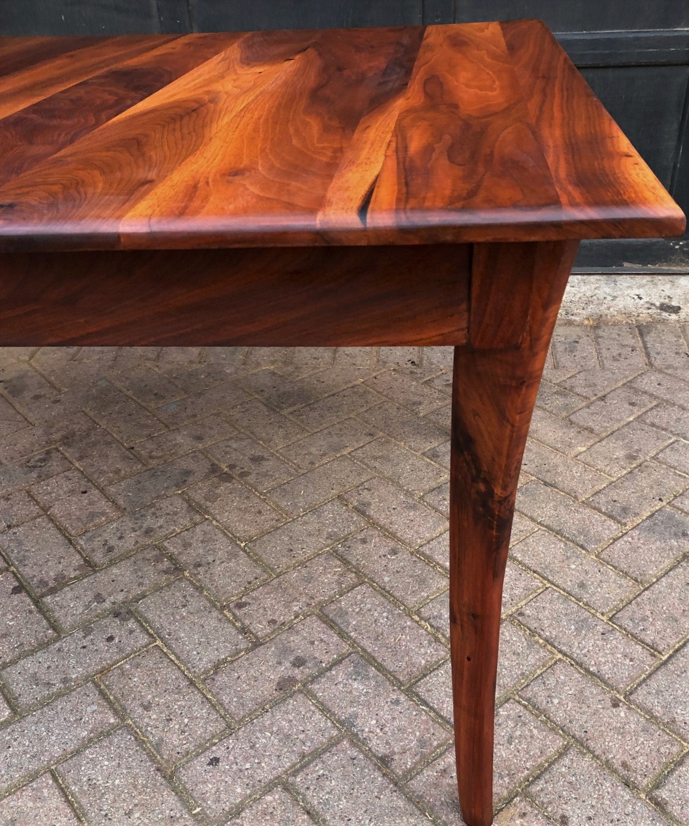 REFINISHED MCM Solid Walnut Table w 1 leaf 56"-65.25", seats 6-8, PERFECT, treated for durability - Mid Century Modern Toronto