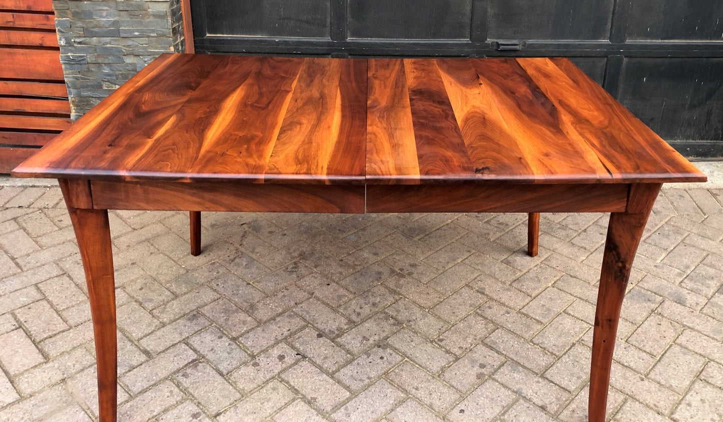 REFINISHED MCM Solid Walnut Table w 1 leaf 56"-65.25", seats 6-8, PERFECT, treated for durability - Mid Century Modern Toronto