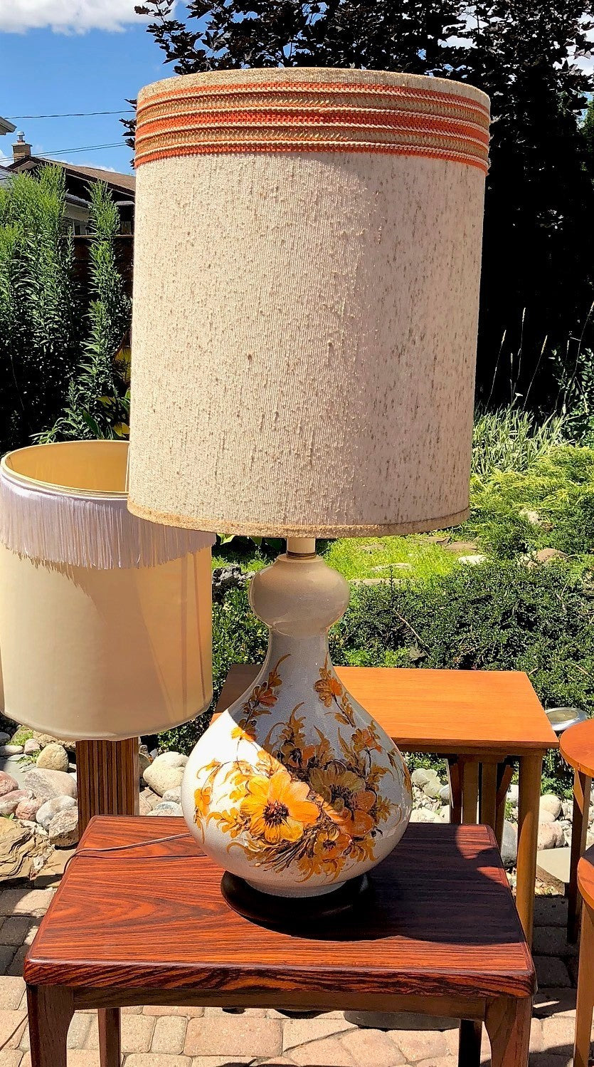 Mid Century Modern ceramic or pottery lamp, large H 40" (including shade) - Mid Century Modern Toronto