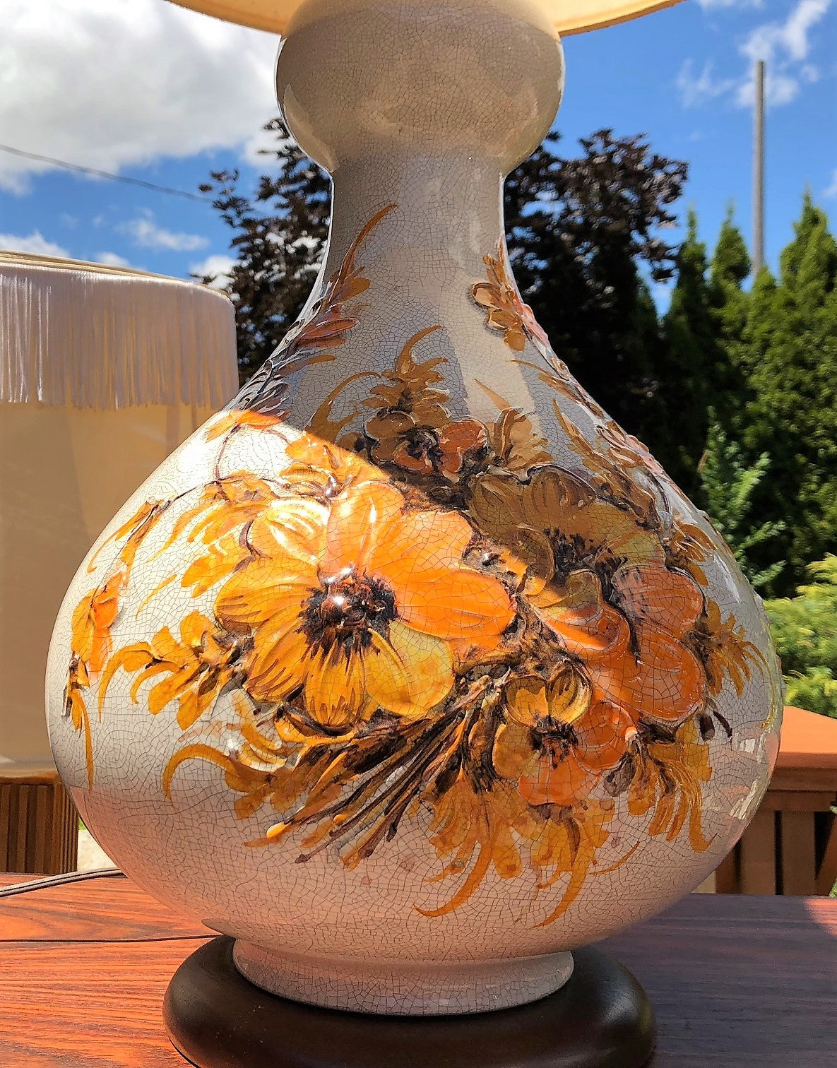 Mid Century Modern ceramic or pottery lamp, large H 40" (including shade) - Mid Century Modern Toronto