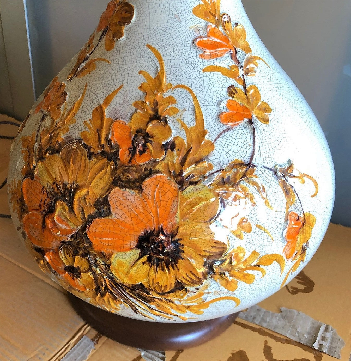 Mid Century Modern ceramic or pottery lamp, large H 40" (including shade) - Mid Century Modern Toronto