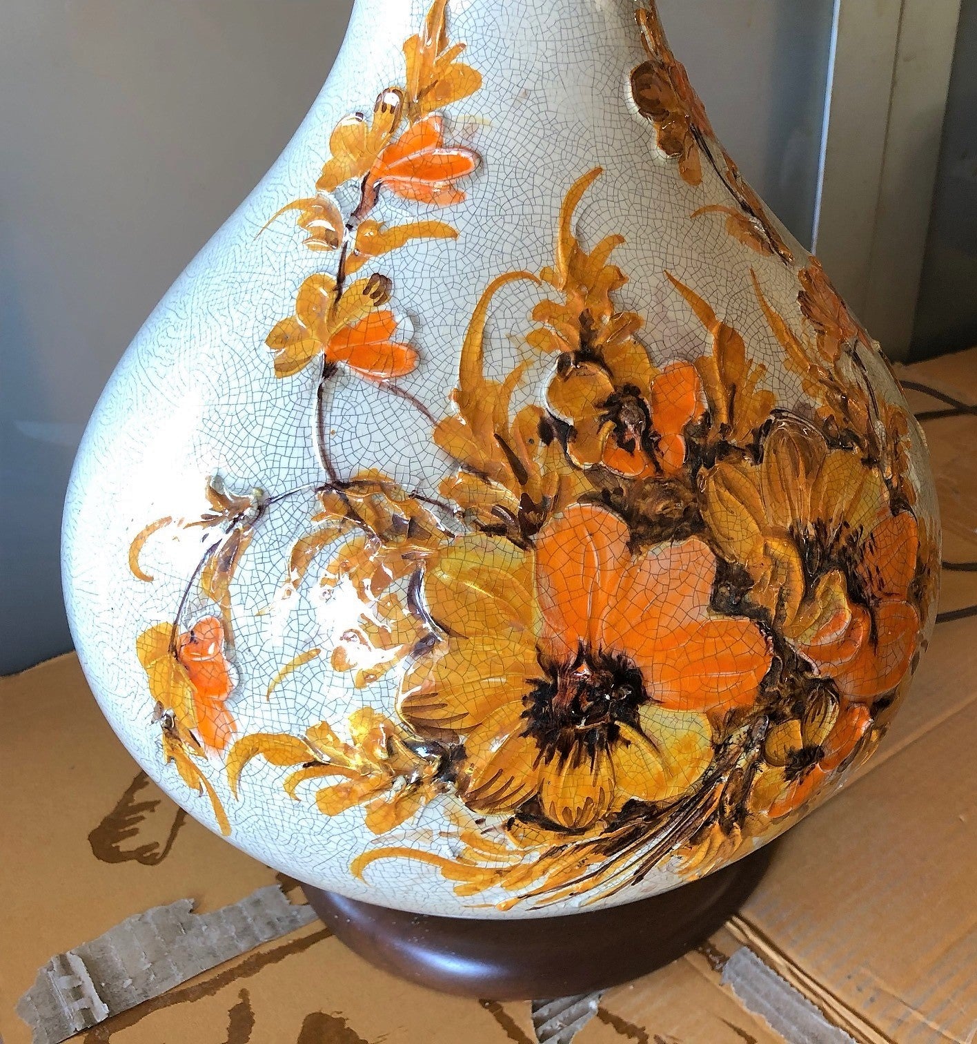 Mid Century Modern ceramic or pottery lamp, large H 40" (including shade) - Mid Century Modern Toronto