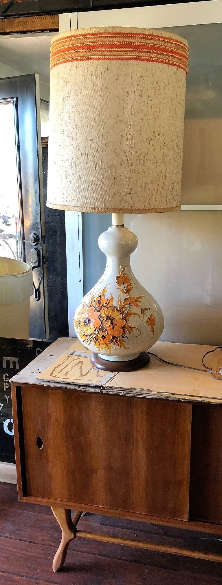 Mid Century Modern ceramic or pottery lamp, large H 40" (including shade) - Mid Century Modern Toronto