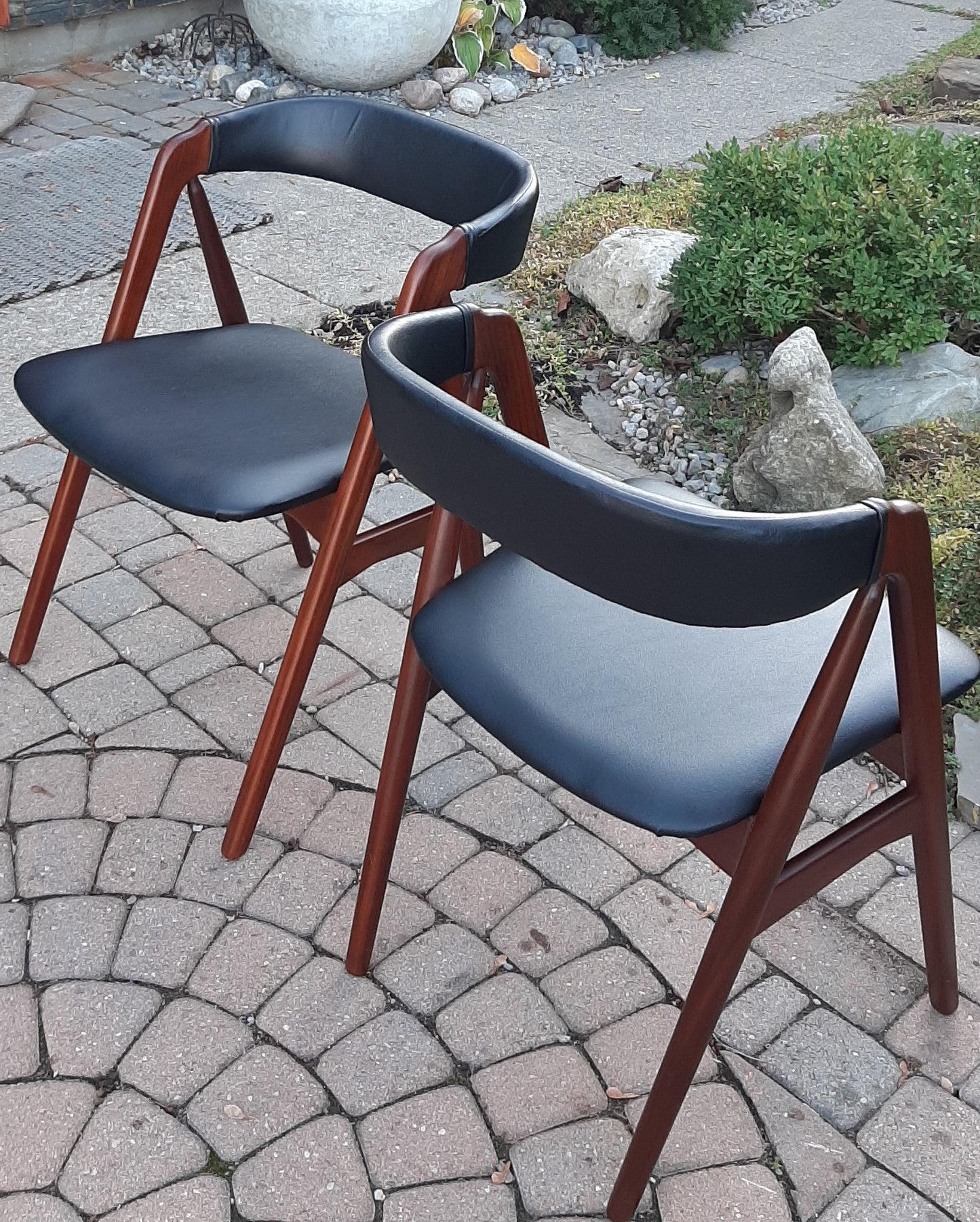 2 RESTORED REUPHOLSTERED MCM Danish MCM Teak Compass Armchairs, perfect - Mid Century Modern Toronto