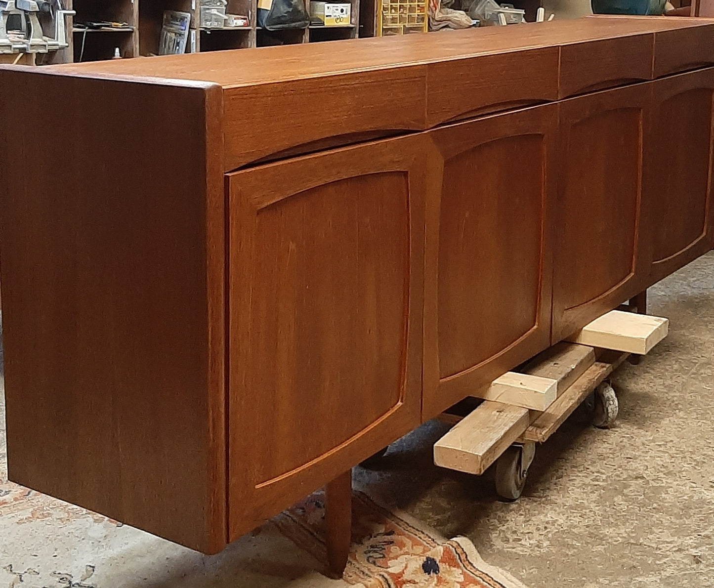 REFINISHED MCM Teak Sideboard 84", long & narrow, PERFECT - Mid Century Modern Toronto