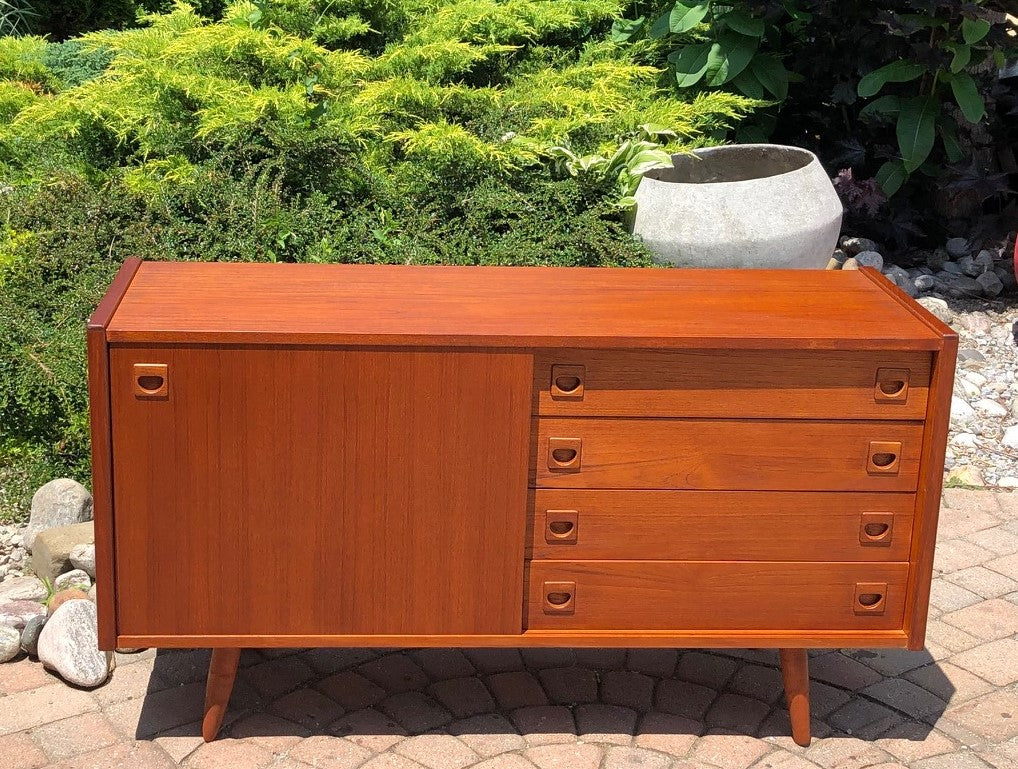 REFINISHED MCM Teak Buffet Sideboard Credenza low, almost perfect, 49" - Mid Century Modern Toronto