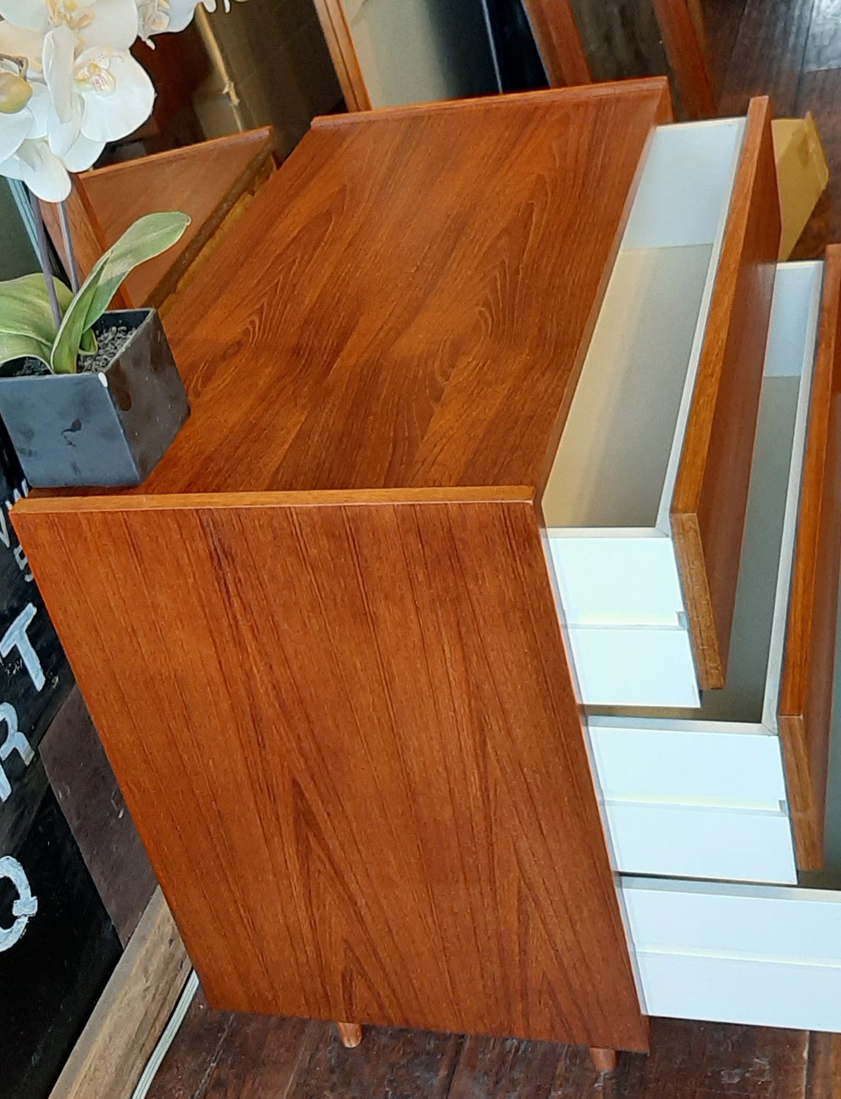 REFINISHED MCM Teak Chest with 3 drawers & Mirror, PERFECT - Mid Century Modern Toronto
