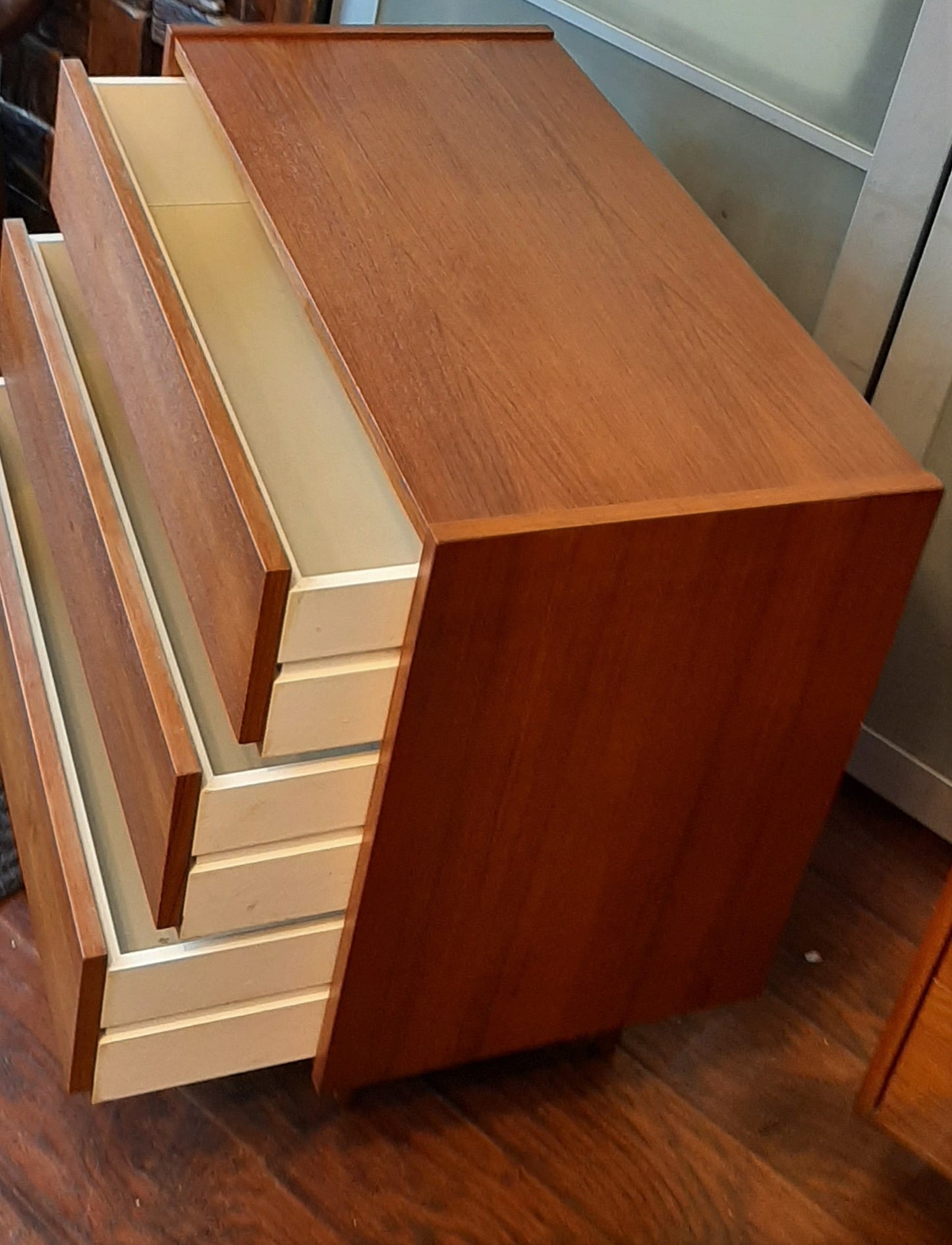 REFINISHED MCM Teak Chest with 3 drawers & Mirror, PERFECT - Mid Century Modern Toronto