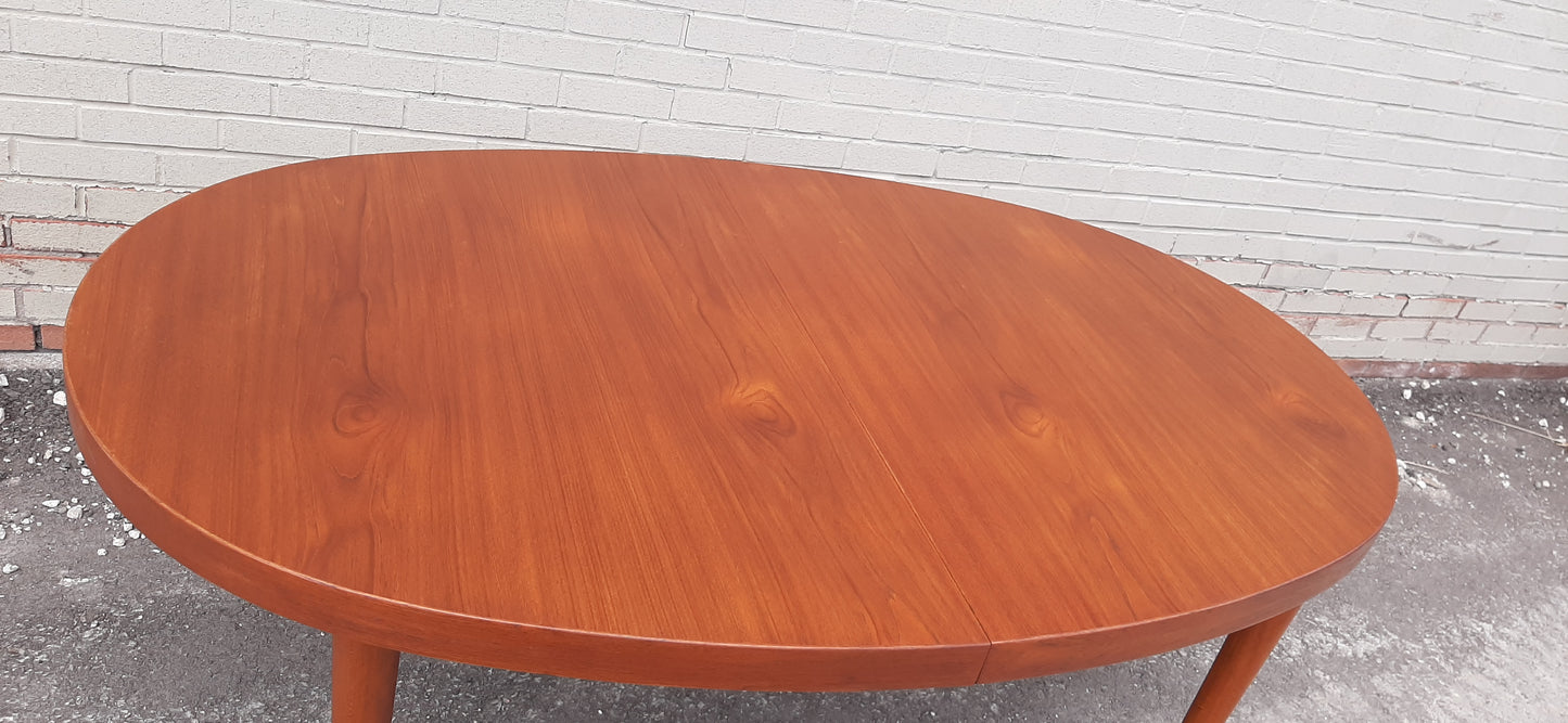 REFINISHED MCM Teak Dining Table Extendable Oval w 2 leaves PERFECT 66" - 107", treated for durability - Mid Century Modern Toronto