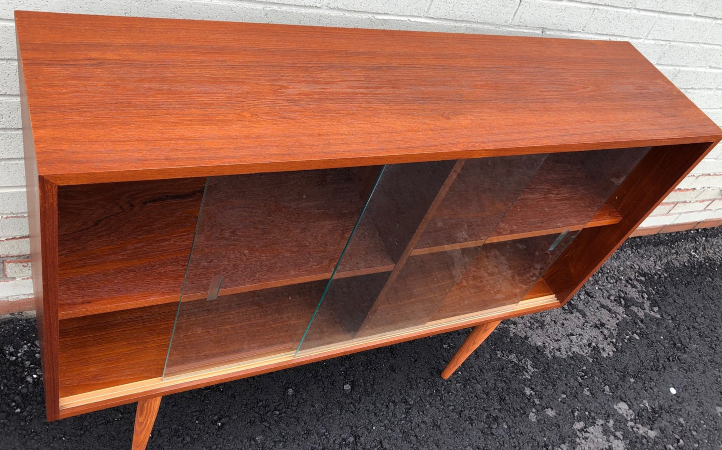 REFINISHED MCM Teak Bookcase Display 47.5", perfect - Mid Century Modern Toronto
