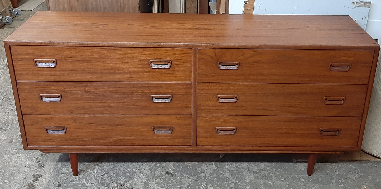 Coming soon***REFINISHED MCM Teak Dresser 6 Drawers, 5 ft, narrow and low - Mid Century Modern Toronto