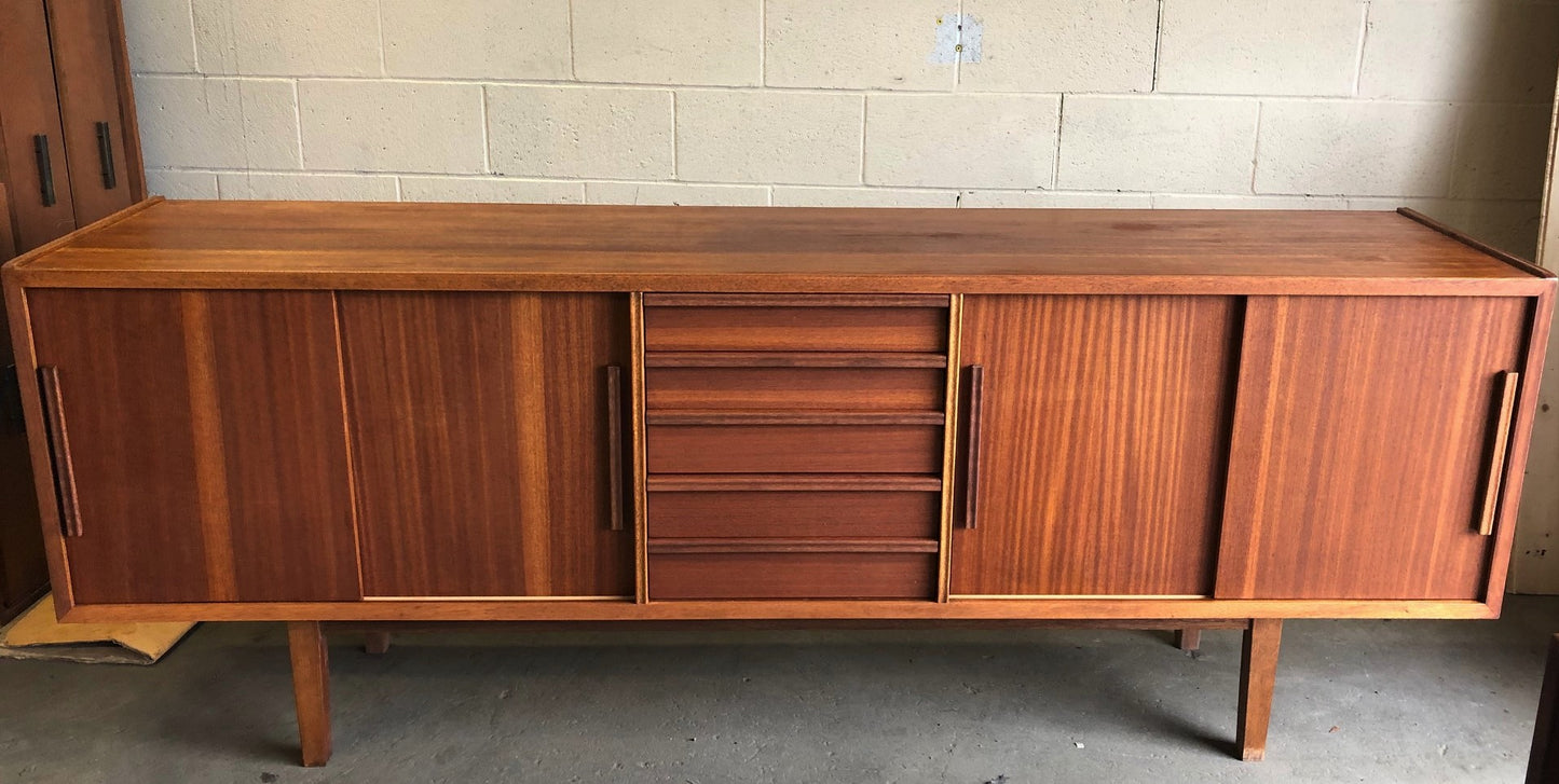 REFINISHED MCM Teak or Mahogany Credenza 85" PERFECT - Mid Century Modern Toronto