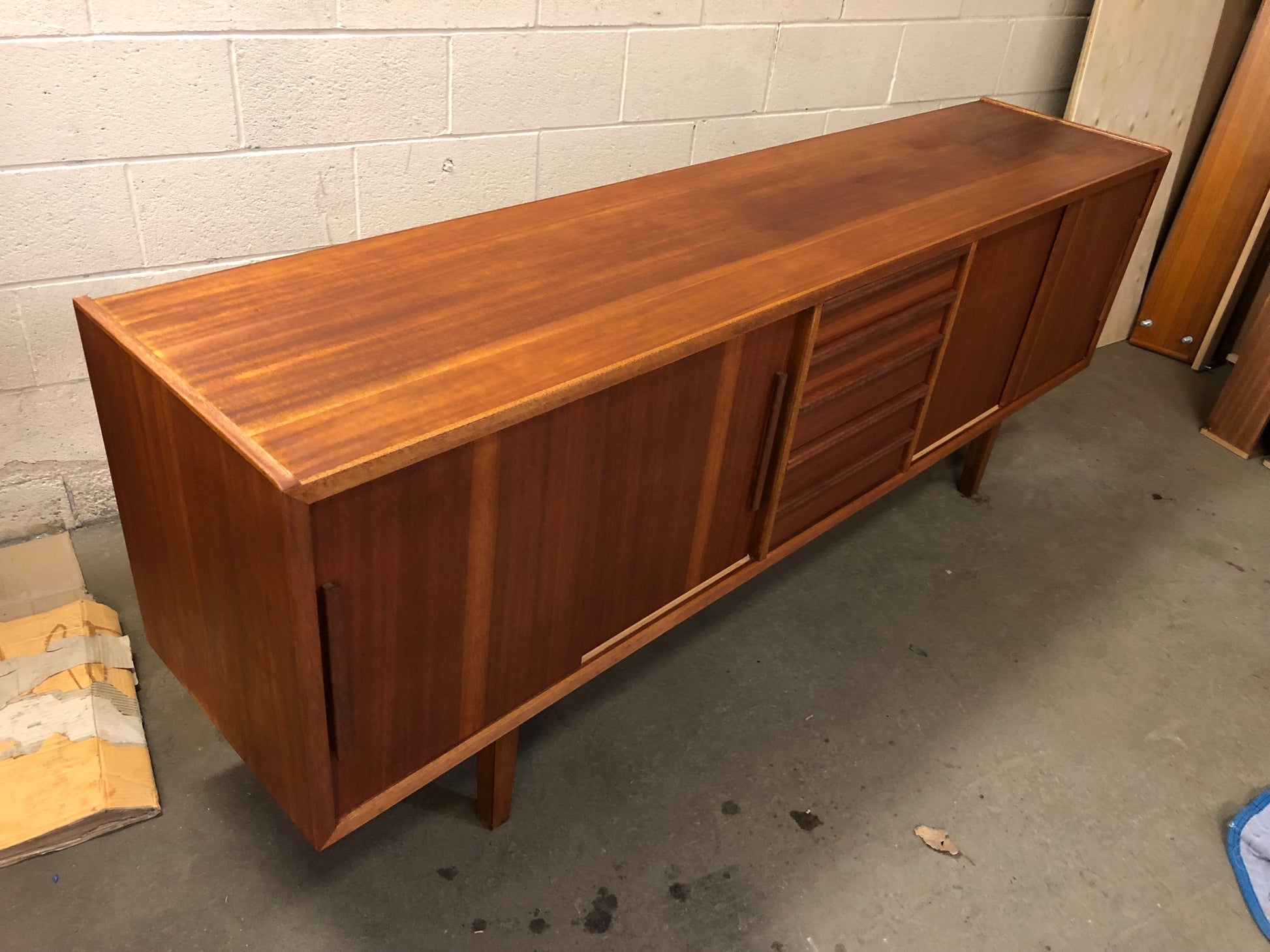 REFINISHED MCM Teak or Mahogany Credenza 85" PERFECT - Mid Century Modern Toronto
