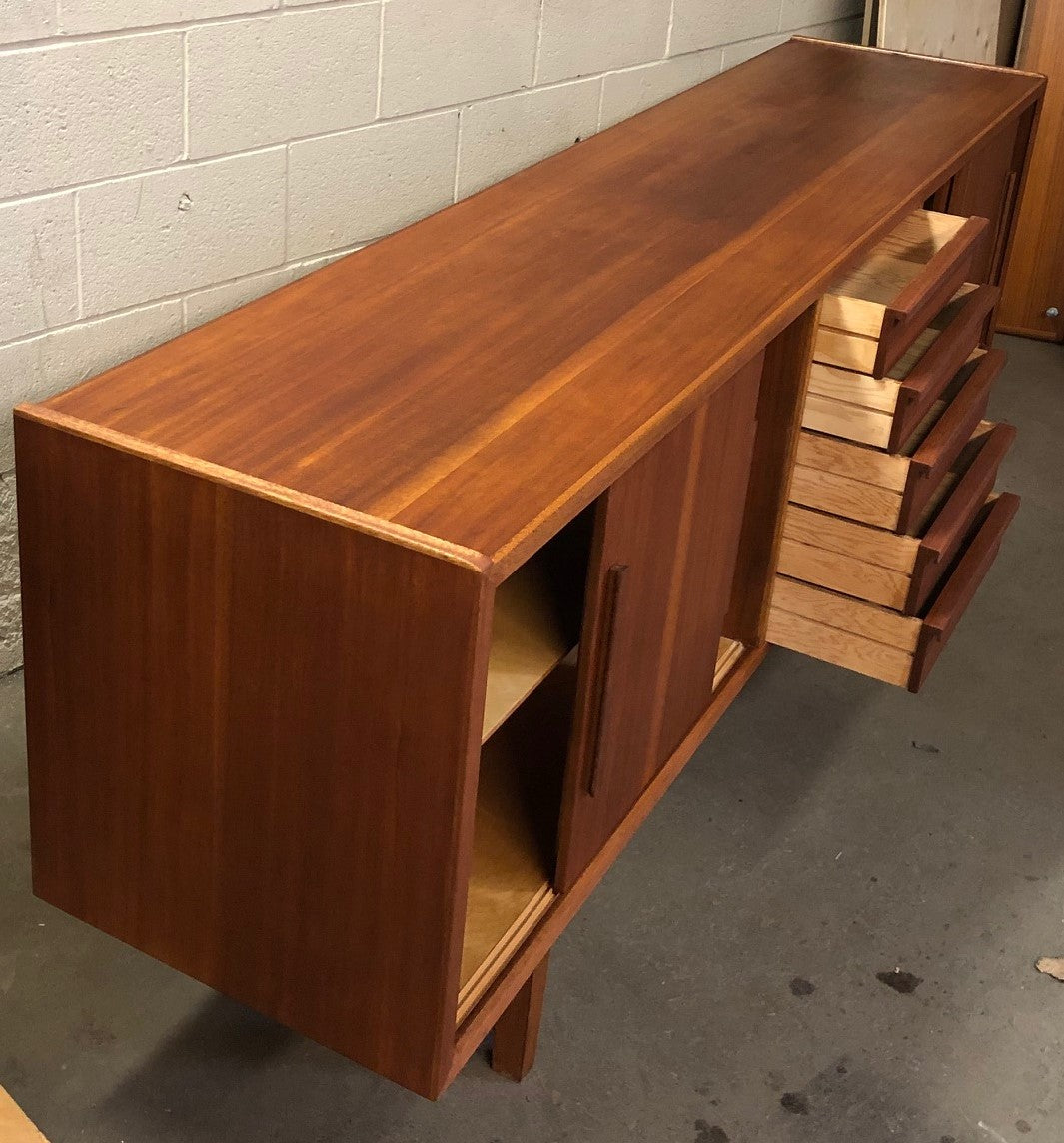 REFINISHED MCM Teak or Mahogany Credenza 85" PERFECT - Mid Century Modern Toronto