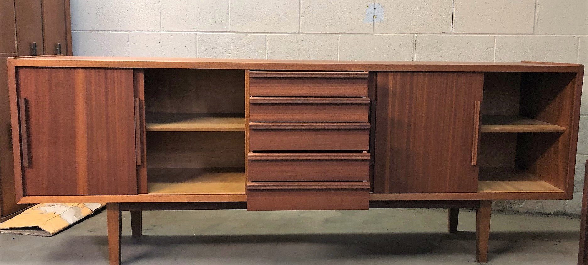 REFINISHED MCM Teak or Mahogany Credenza 85" PERFECT - Mid Century Modern Toronto