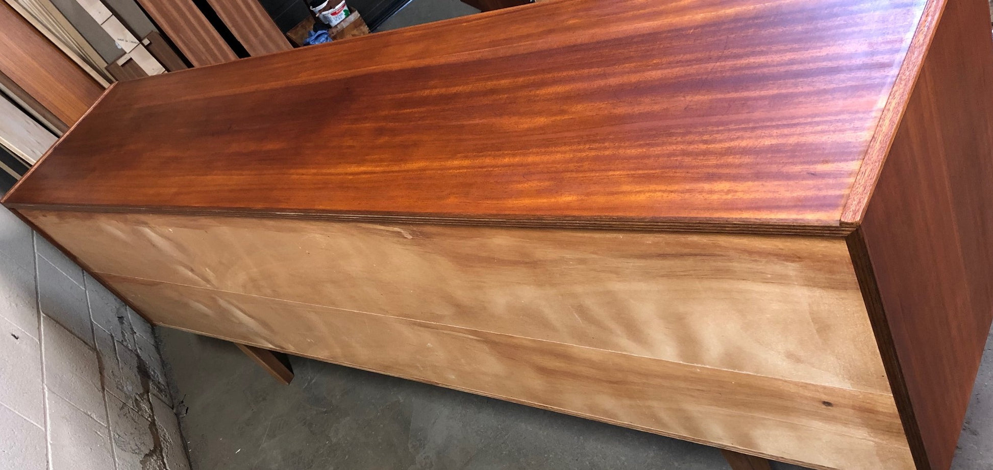 REFINISHED MCM Teak or Mahogany Credenza 85" PERFECT - Mid Century Modern Toronto