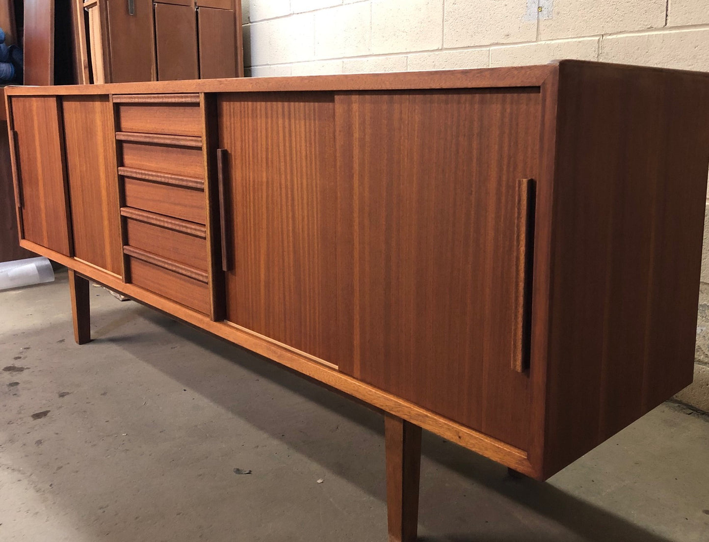 REFINISHED MCM Teak or Mahogany Credenza 85" PERFECT - Mid Century Modern Toronto
