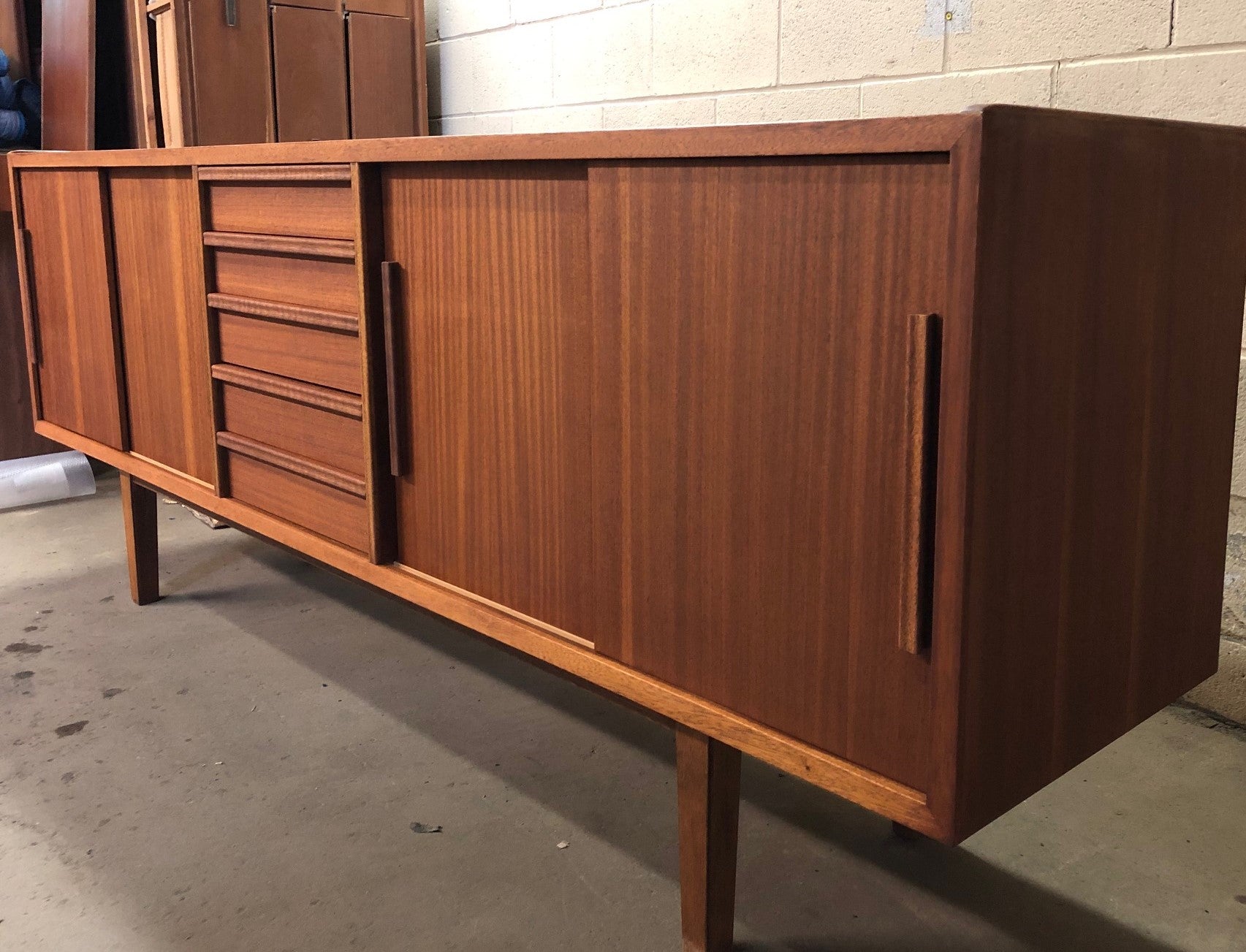 REFINISHED MCM Teak or Mahogany Credenza 85" PERFECT - Mid Century Modern Toronto
