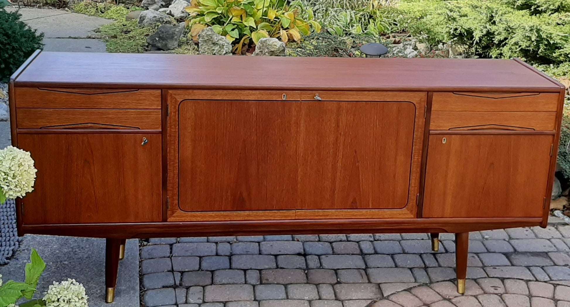 REFINISHED MCM Teak Credenza Sideboard, 73" made in Norway, perfect - Mid Century Modern Toronto