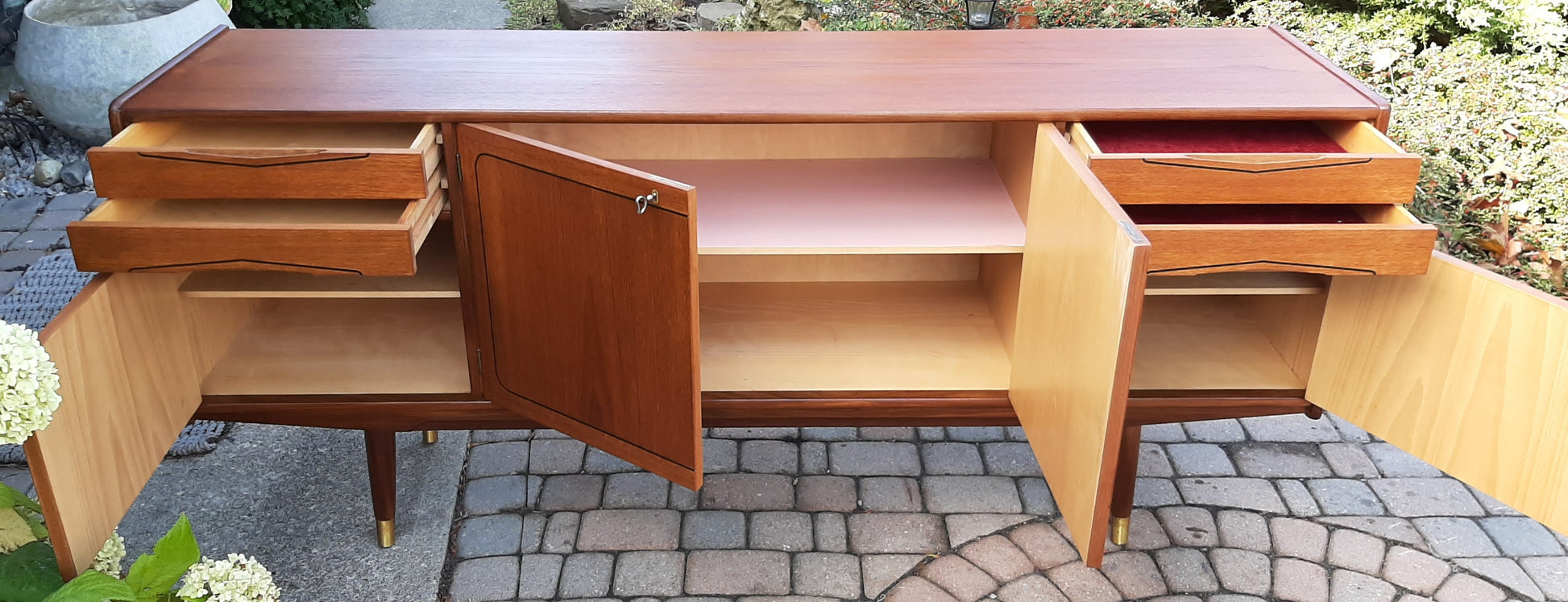 REFINISHED MCM Teak Credenza Sideboard, 73" made in Norway, perfect - Mid Century Modern Toronto